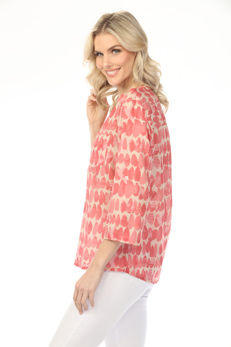 Charlie B Drops Printed Cotton Gauze Half-Button Blouse C4188R-884B
