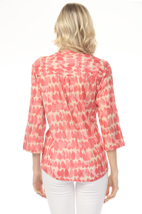 Charlie B Drops Printed Cotton Gauze Half-Button Blouse C4188R-884B