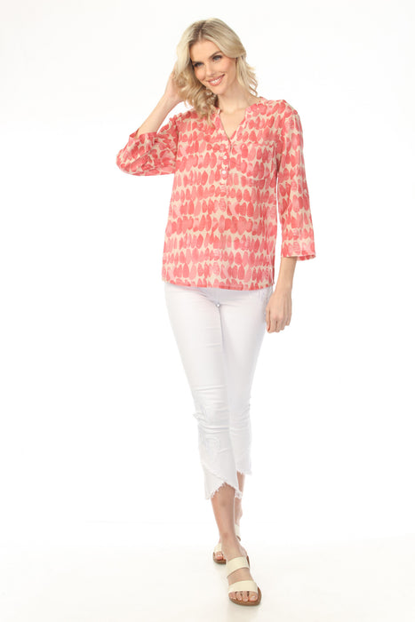Charlie B Drops Printed Cotton Gauze Half-Button Blouse C4188R-884B