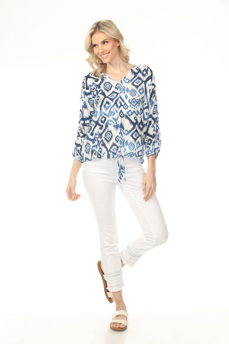 Buy Charlie B Ikat Printed Batwing with Front Tie Blouse C4579P