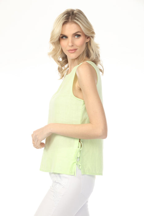 Charlie B Solid Linen Blend Sleeveless Top with Side Ties C4592-295C