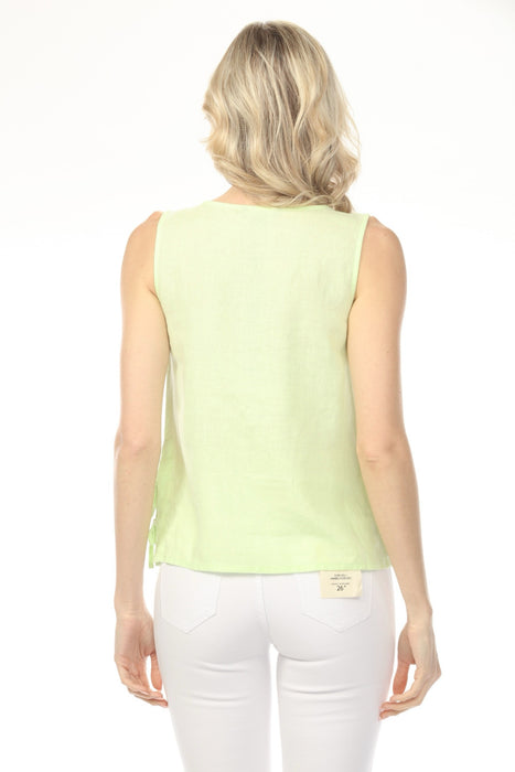 Charlie B Solid Linen Blend Sleeveless Top with Side Ties C4592-295C