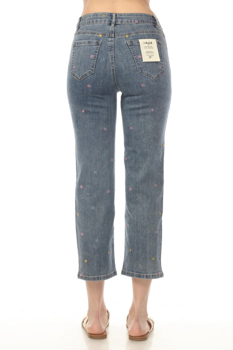 Charlie B Embroidered Cropped Utility Narrow Leg Jeans C5632-431A
