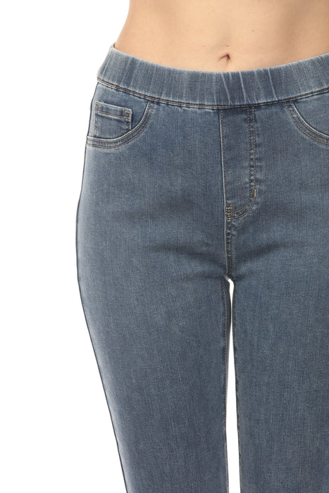 Charlie B Slim Fit Cropped Jeans With Side Flowers C5593-431A