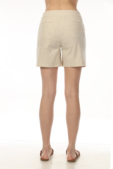 Charlie B Natural Button Detail Linen Stretch Shorts C8064H-284C