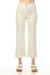 Woman wearing a beige solid color straight pants with cropped length and patch pockets from Charlie B