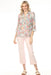 Woman wearing pink pull on cropped jeans with buttoned hem tab and narrow leg from Charlie B