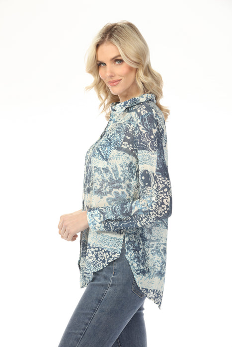 Charlie B Scarf Printed Button-Up Blouse C4308T-782A