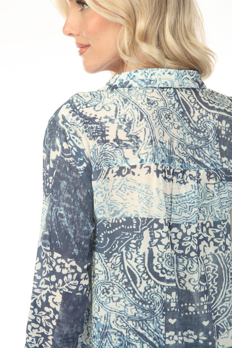 Charlie B Scarf Printed Button-Up Blouse C4308T-782A