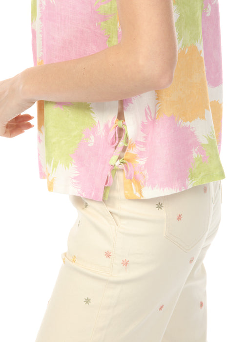 Charlie B Printed Sleeveless Top with Side Ties C4592-787A