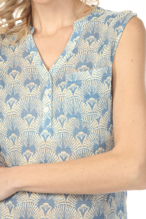 Charlie B Printed Gauze Sleeveless Shirt C4606-274C