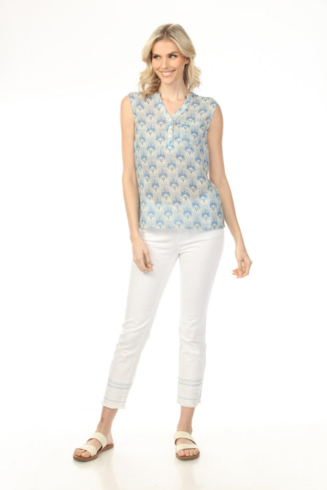 Charlie B Printed Gauze Sleeveless Shirt C4606-274C