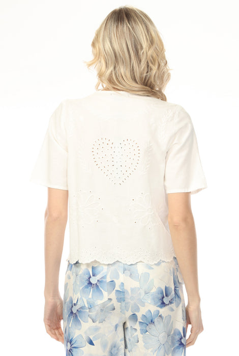 Charlie B White Embroidered Front Tie Cover-Up C4601E-219C