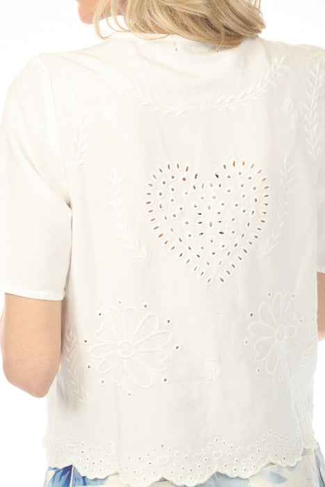 Charlie B White Embroidered Front Tie Cover-Up C4601E-219C