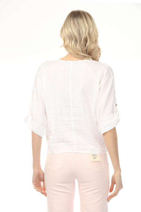 Charlie B Roll-Up Sleeve with Front Tie Top C4603-256C
