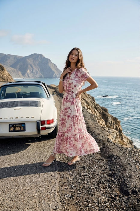 Johnny Was Calme Pink Fire Bird Pintuck Tiered Dress R34124-5