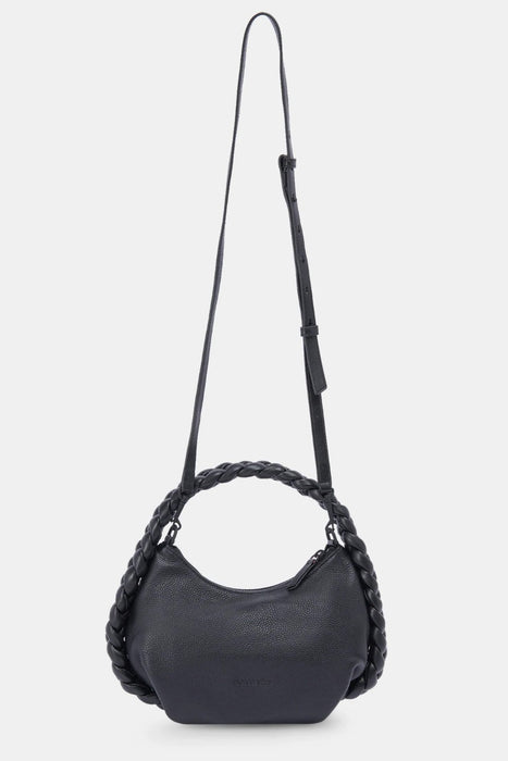 DOLCE VITA Black Pippa Crossbody Shoulder Bag Soft Pebbled Leather Braided Handle NEW