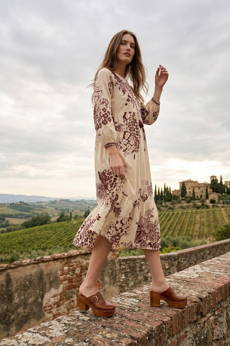 Johnny Was Aquijio Tiered Bishop Sleeve Dress Slip W36325-7