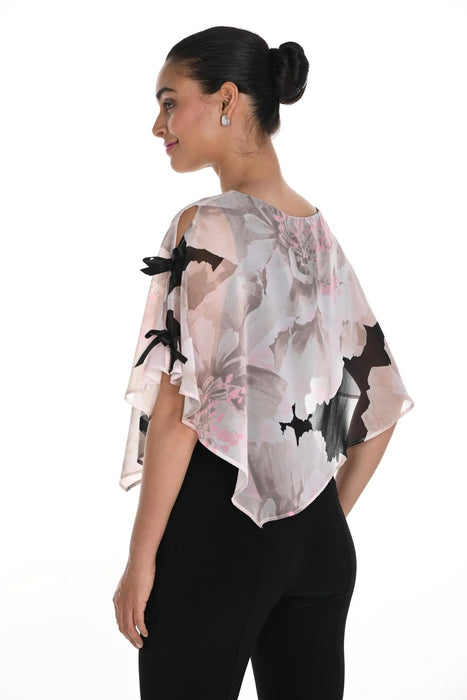 Frank Lyman Black/Beige Floral Chiffon Overlay Top 258240