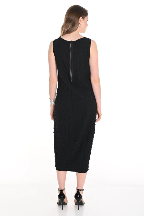 Frank Lyman Black Bubble Jacquard Sleeveless Midi Dress 256836U