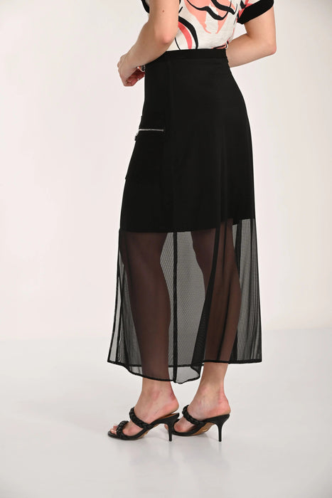 Frank Lyman Black High-Waist Mesh Maxi Skirt 266037