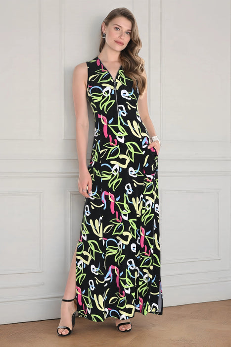 Frank Lyman Black/Multi Doodle Print A-Line Maxi Dress 256189