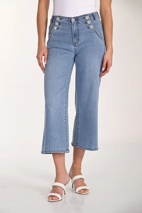 Frank Lyman Blue High-Waist Sailor Cropped Jeans 266523