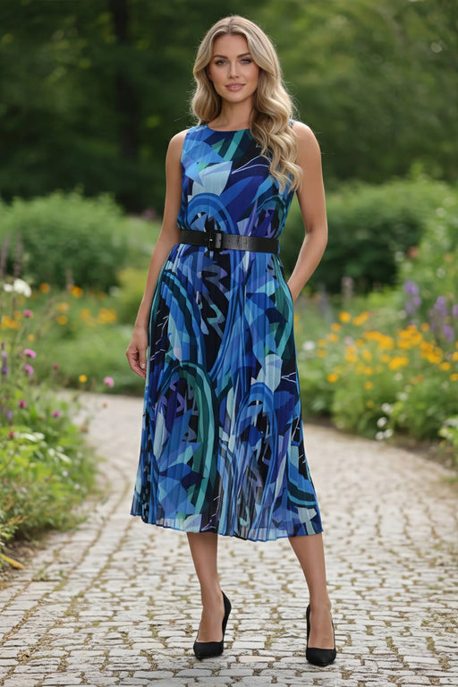 blue chiffon floral midi dress The Myles Floral Chiffon Midi Dress medium / White