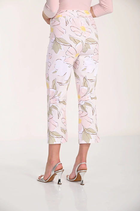 Frank Lyman Blush Floral Pull-On Slit Cropped Pants 266156