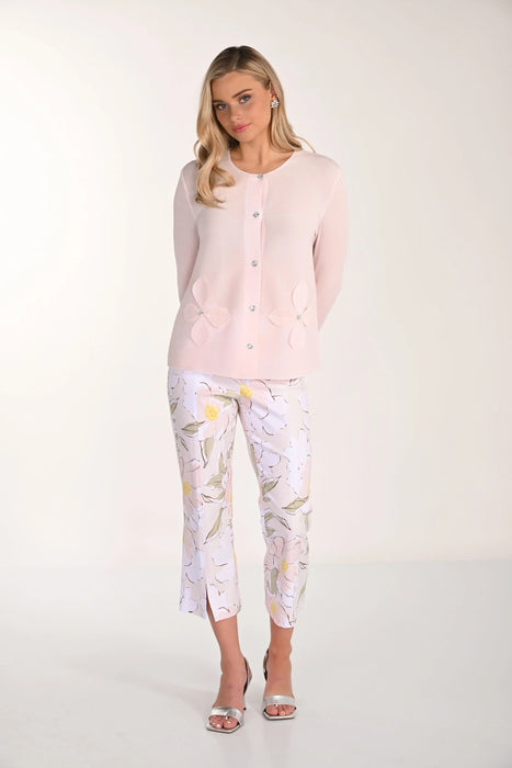 Frank Lyman Blush Floral Pull-On Slit Cropped Pants 266156