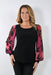 Frank Lyman Design Style 233177 Black/Magenta Floral Sheer Sleeve Top