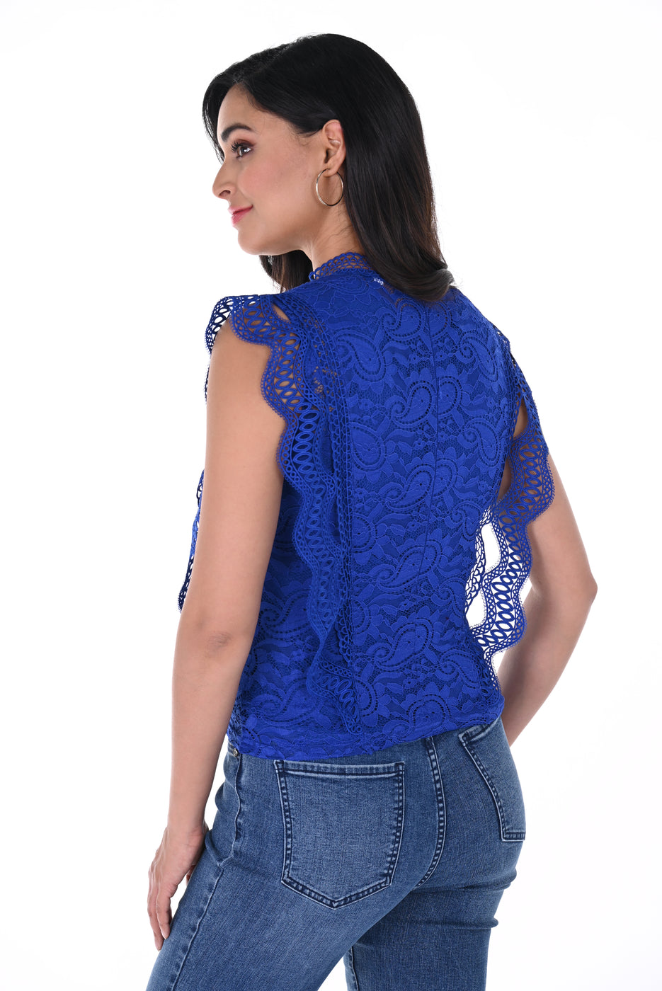 Frank Lyman Design Royal Blue Floral Lace 2Piece Top 246254U — AfterRetail