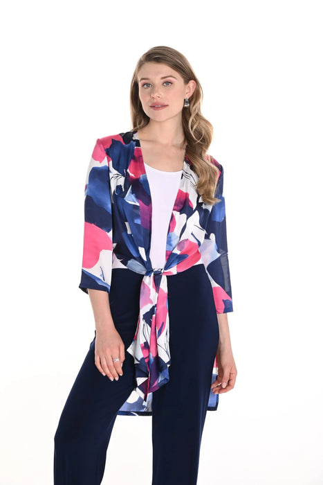 Frank Lyman Fuchsia/Blue Floral Open Front Cardigan 256101