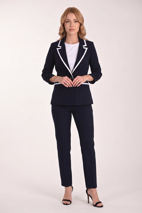 Frank Lyman Midnight/White Contrast Trim Blazer 266009