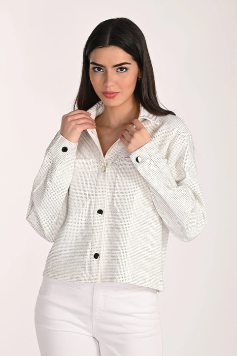 Frank Lyman Jeweled Button Front Denim Jacket 266509
