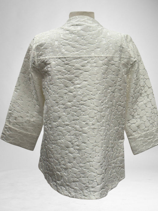 IC Collection Ivory Jacquard High-Low Asymmetric Jacket 2125J