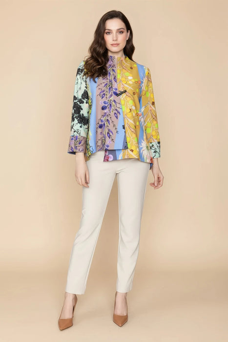 IC Collection Periwinkle Mixed Floral One-Button Swing Jacket 5784J