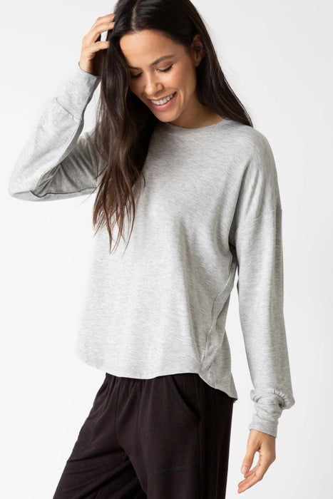 PJ Salvage Heather Grey Long Sleeve Short Essentials Pajama Set RIESLS/RIESS