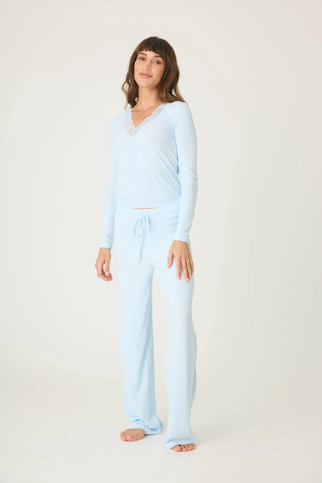 PJ Salvage Blue Haze Lacey Basics Long Pajama Set RILBLS/RILBP