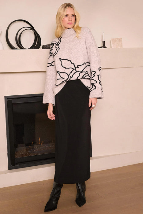 Joseph Ribkoff Black Pull On Back Slit Maxi Skirt 254018