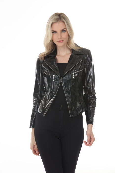 Insight New York Black Vegan Leather Moto Jacket BCJ8909VS