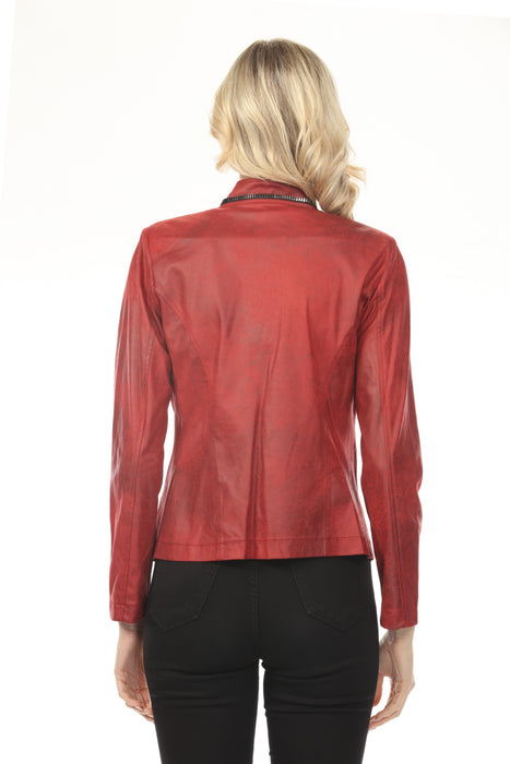 Insight New York Cranberry Vegan Leather Moto Jacket BCJ1827B