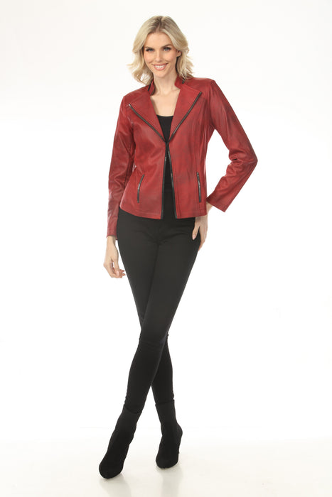 Insight New York Cranberry Vegan Leather Moto Jacket BCJ1827B