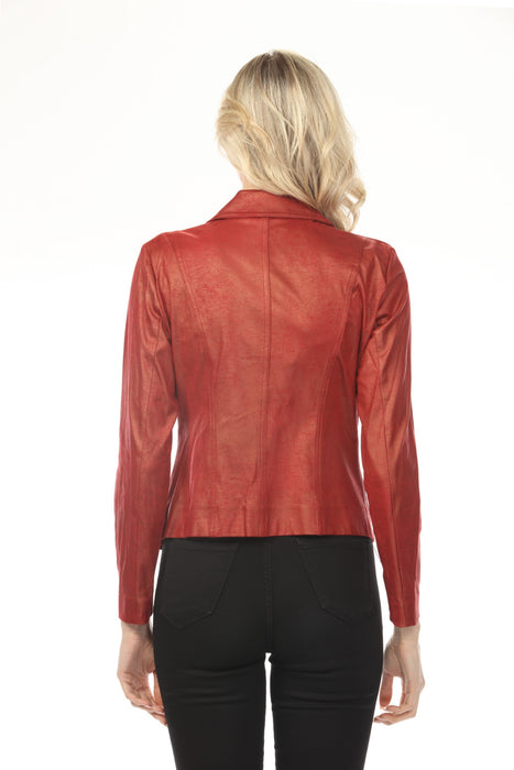Insight New York Liquid Cherry/Gold Vegan Leather Moto Jacket BCJ8909H