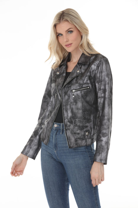 Insight New York Liquid Dark Silver Clouds Moto Jacket BCJ8909MPRA