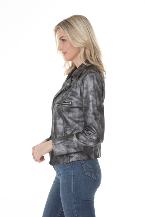 Insight New York Liquid Dark Silver Clouds Moto Jacket BCJ8909MPRA