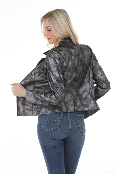 Insight New York Liquid Dark Silver Clouds Moto Jacket BCJ8909MPRA