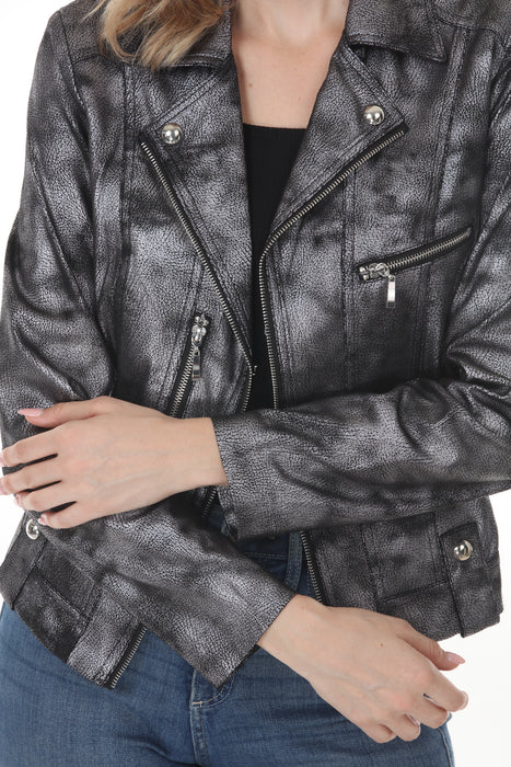 Insight New York Liquid Dark Silver Clouds Moto Jacket BCJ8909MPRA