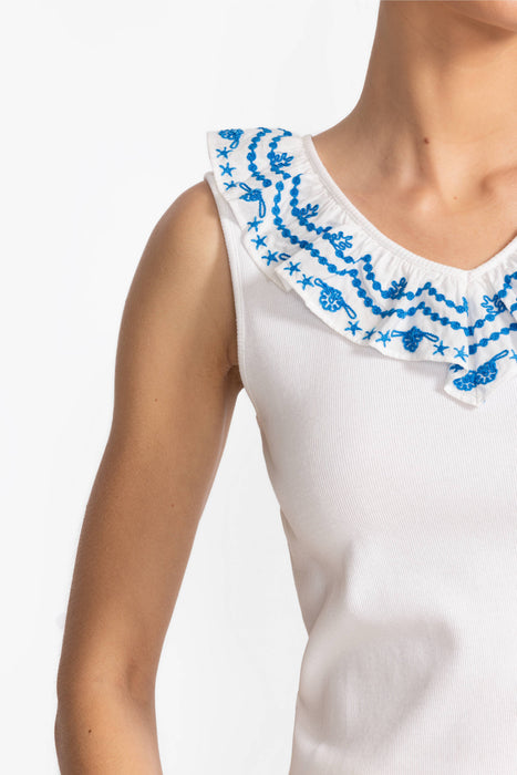 Johnny Was Daria Mixed Media Flutter Tank J13925-5