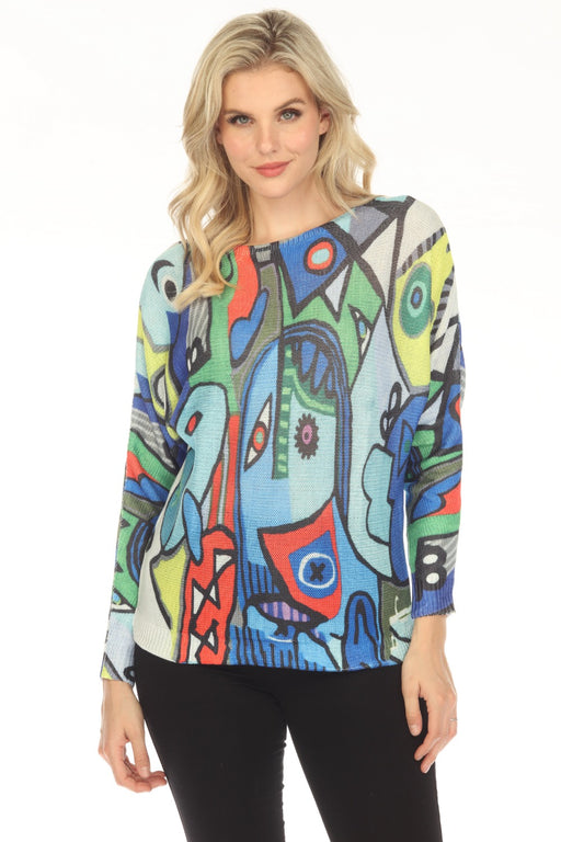 Jane & John by Tricotto Style J-233 Multi Printed Dolman Sleeve Knitted Sweater